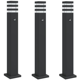 vidaXL Wegeleuchten mit Bewegungsmelder 3 Stk. Schwarz 80 cm Aluminium