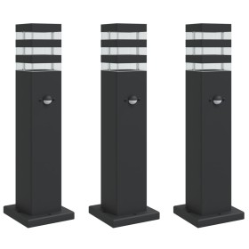 vidaXL Wegeleuchten mit Bewegungsmelder 3 Stk. Schwarz 50 cm Aluminium