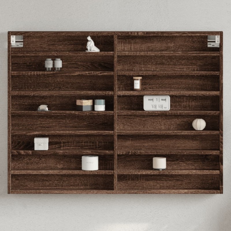 vidaXL Vitrinenschrank Braun Eichen-Optik 100x8,5x75 cm Holzwerkstoff vidaXL Vitrinenschrank Braun Eichen-Optik 100x8,5x75 cm Holzwerkstoff