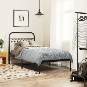 vidaXL Bettgestell mit Kopfteil Metall Schwarz 90x190 cm