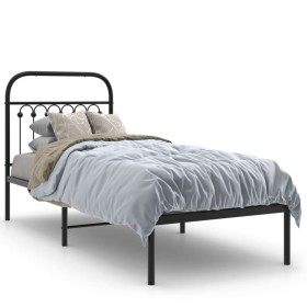 vidaXL Bettgestell mit Kopfteil Metall Schwarz 75x190 cm