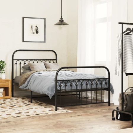 vidaXL Bettgestell mit Kopf- und Fußteil Metall Schwarz 107x203 cm