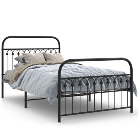 vidaXL Bettgestell mit Kopf- und Fußteil Metall Schwarz 107x203 cm
