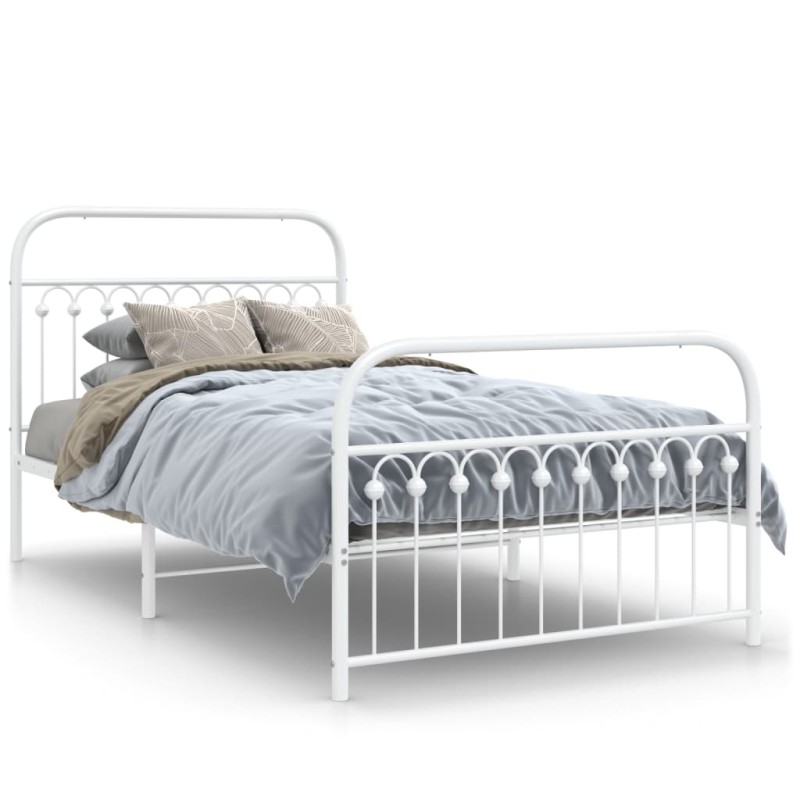 vidaXL Bettgestell mit Kopf- und Fußteil Metall Weiß 107x203 cm vidaXL Bettgestell mit Kopf- und Fußteil Metall Weiß 107x203 cm