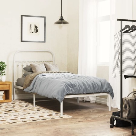 vidaXL Bettgestell mit Kopfteil Metall Weiß 90x200 cm
