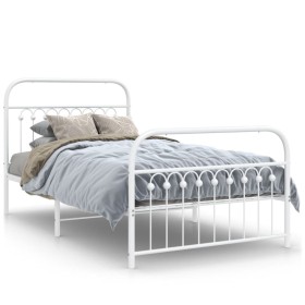 vidaXL Bettgestell mit Kopf- und Fußteil Metall Weiß 100x190 cm