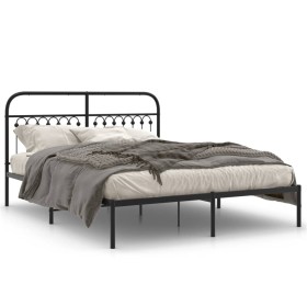 vidaXL Bettgestell mit Kopfteil Metall Schwarz 150x200 cm