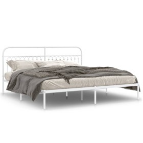 vidaXL Bettgestell mit Kopfteil Metall Weiß 200x200 cm