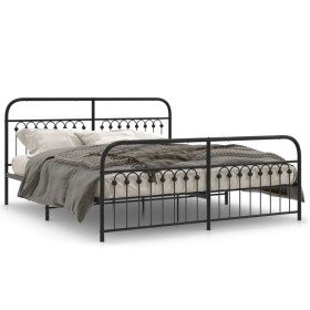 vidaXL Bettgestell mit Kopf- und Fußteil Metall Schwarz 183x213 cm