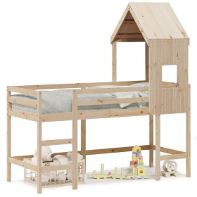 vidaXL Hochbett mit Leiter und Dach 90x200 cm Massivholz Kiefer