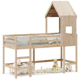 vidaXL Hochbett mit Leiter und Dach 90x200 cm Massivholz Kiefer