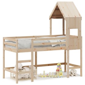 vidaXL Hochbett mit Leiter und Dach 90x190 cm Massivholz Kiefer