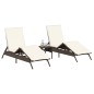 vidaXL Sonnenliegen mit Auflagen 2 Stk. Braun Poly Rattan vidaXL Sonnenliegen mit Auflagen 2 Stk. Braun Poly Rattan