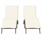 vidaXL Sonnenliegen mit Auflagen 2 Stk. Braun Poly Rattan vidaXL Sonnenliegen mit Auflagen 2 Stk. Braun Poly Rattan