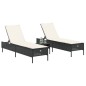 vidaXL Sonnenliegen mit Auflagen 2 Stk. Schwarz Poly Rattan vidaXL Sonnenliegen mit Auflagen 2 Stk. Schwarz Poly Rattan