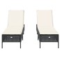 vidaXL Sonnenliegen mit Auflagen 2 Stk. Schwarz Poly Rattan vidaXL Sonnenliegen mit Auflagen 2 Stk. Schwarz Poly Rattan