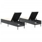 vidaXL Sonnenliegen mit Auflagen 2 Stk. Schwarz Poly Rattan vidaXL Sonnenliegen mit Auflagen 2 Stk. Schwarz Poly Rattan