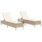 vidaXL Sonnenliegen mit Auflagen 2 Stk. Beige Poly Rattan vidaXL Sonnenliegen mit Auflagen 2 Stk. Beige Poly Rattan
