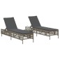 vidaXL Sonnenliegen mit Auflagen 2 Stk. Grau Poly Rattan vidaXL Sonnenliegen mit Auflagen 2 Stk. Grau Poly Rattan