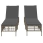 vidaXL Sonnenliegen mit Auflagen 2 Stk. Grau Poly Rattan vidaXL Sonnenliegen mit Auflagen 2 Stk. Grau Poly Rattan