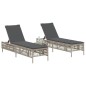 vidaXL Sonnenliegen mit Auflagen 2 Stk. Hellgrau Poly Rattan vidaXL Sonnenliegen mit Auflagen 2 Stk. Hellgrau Poly Rattan