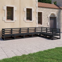 7-tlg. Garten-Lounge-Set Schwarz Massivholz Kiefer