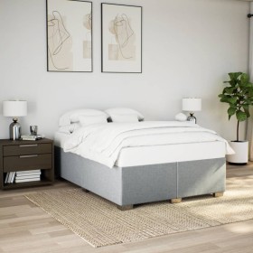 vidaXL Bettgestell ohne Matratze Hellgrau 160x200 cm Stoff