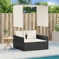 vidaXL Doppel-Sonnenliege mit Dach und Vorhängen Schwarz Poly-Rattan vidaXL Doppel-Sonnenliege mit Dach und Vorhängen Schwarz Poly-Rattan
