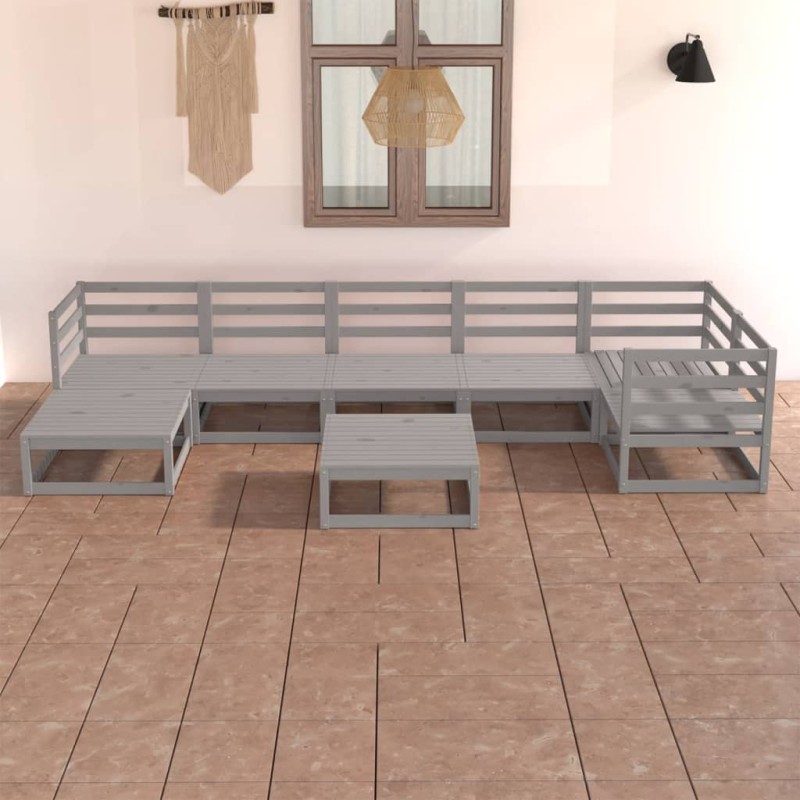 vidaXL 8-tlg. Garten-Lounge-Set Grau Kiefer Massivholz vidaXL 8-tlg. Garten-Lounge-Set Grau Kiefer Massivholz