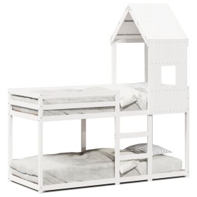 vidaXL Etagenbett mit Dach Weiß 80x200 cm Massivholz Kiefer