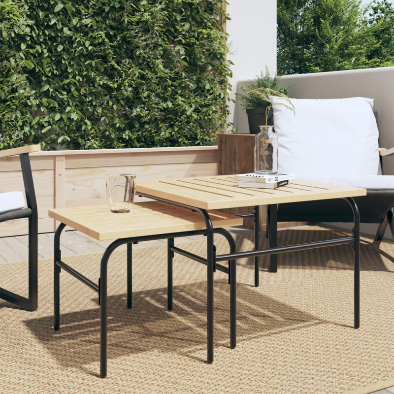 vidaXL Outdoor-Satztische 2 Stk. Braun und Schwarz Stahl vidaXL Outdoor-Satztische 2 Stk. Braun und Schwarz Stahl