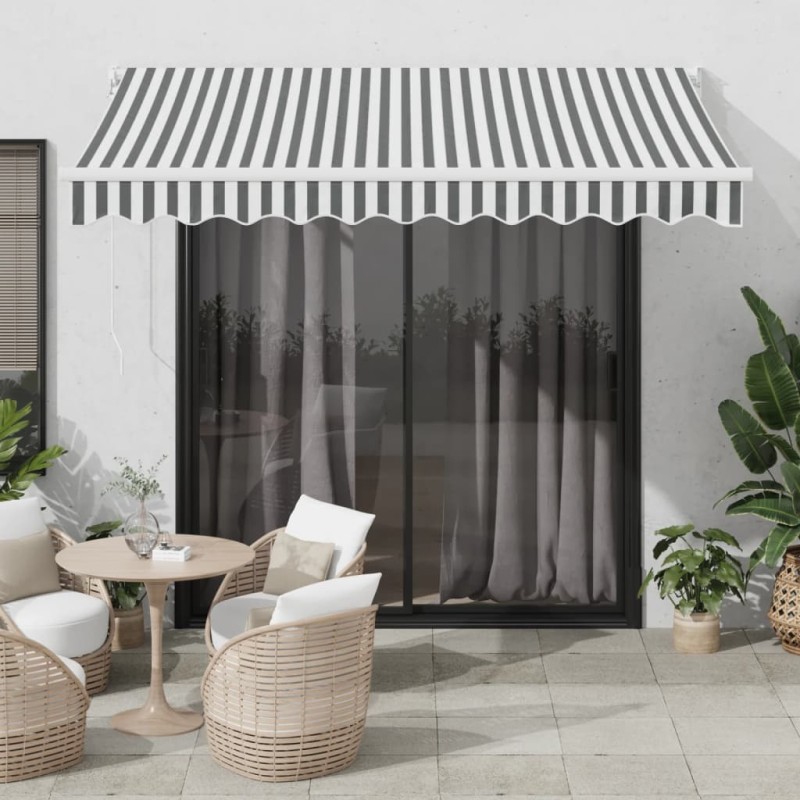 vidaXL Markise Einziehbar Anthrazit und Weiß 3x2,5 m Stoff & Aluminium vidaXL Markise Einziehbar Anthrazit und Weiß 3x2,5 m Stoff & Aluminium