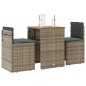 vidaXL 3-tlg. Bistro-Set mit Kissen Grau Poly Rattan vidaXL 3-tlg. Bistro-Set mit Kissen Grau Poly Rattan