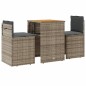 vidaXL 3-tlg. Bistro-Set mit Kissen Grau Poly Rattan vidaXL 3-tlg. Bistro-Set mit Kissen Grau Poly Rattan