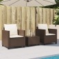 vidaXL 3-tlg. Bistro-Set mit Kissen Braun Poly Rattan vidaXL 3-tlg. Bistro-Set mit Kissen Braun Poly Rattan