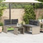 vidaXL 4-tlg. Garten-Sofagarnitur mit Kissen Hellgrau Poly Rattan vidaXL 4-tlg. Garten-Sofagarnitur mit Kissen Hellgrau Poly Rattan