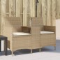 vidaXL Gartensofa 2-Sitzer mit Tisch und Kissen Beige Poly Rattan vidaXL Gartensofa 2-Sitzer mit Tisch und Kissen Beige Poly Rattan