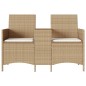 vidaXL Gartensofa 2-Sitzer mit Tisch und Kissen Beige Poly Rattan vidaXL Gartensofa 2-Sitzer mit Tisch und Kissen Beige Poly Rattan