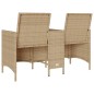 vidaXL Gartensofa 2-Sitzer mit Tisch und Kissen Beige Poly Rattan vidaXL Gartensofa 2-Sitzer mit Tisch und Kissen Beige Poly Rattan