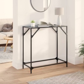 vidaXL Konsolentisch mit Glasplatte Schwarz 80x35x81 cm Stahl
