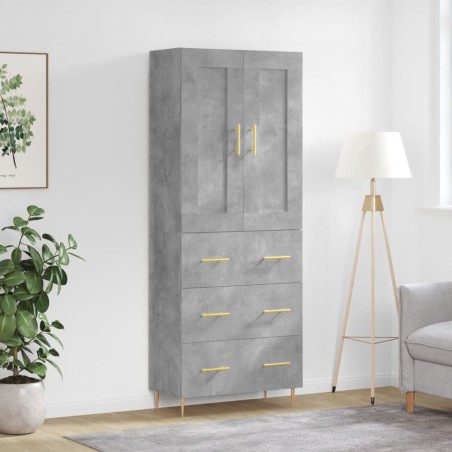 vidaXL Highboard Betongrau 69,5x34x180 cm Holzwerkstoff