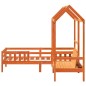 vidaXL Massivholzbett und Bank mit Dach Orange 90x190 cm Kiefernholz vidaXL Massivholzbett und Bank mit Dach Orange 90x190 cm Kiefernholz