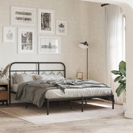 vidaXL Bettgestell mit Kopfteil Metall Schwarz 135x190 cm