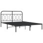 vidaXL Bettgestell mit Kopfteil Metall Schwarz 135x190 cm vidaXL Bettgestell mit Kopfteil Metall Schwarz 135x190 cm
