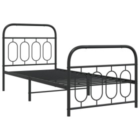 vidaXL Bettgestell mit Kopf- und Fußteil Metall Schwarz 90x200 cm