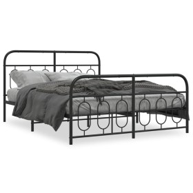 vidaXL Bettgestell mit Kopf- und Fußteil Metall Schwarz 140x190 cm