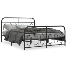 vidaXL Bettgestell mit Kopf- und Fußteil Metall Schwarz 140x190 cm