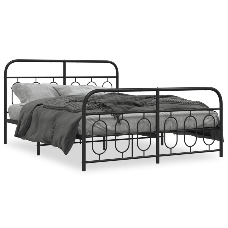 vidaXL Bettgestell mit Kopf- und Fußteil Metall Schwarz 150x200 cm vidaXL Bettgestell mit Kopf- und Fußteil Metall Schwarz 150x200 cm