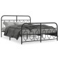 vidaXL Bettgestell mit Kopf- und Fußteil Metall Schwarz 150x200 cm vidaXL Bettgestell mit Kopf- und Fußteil Metall Schwarz 150x200 cm