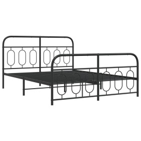 vidaXL Bettgestell mit Kopf- und Fußteil Metall Schwarz 150x200 cm